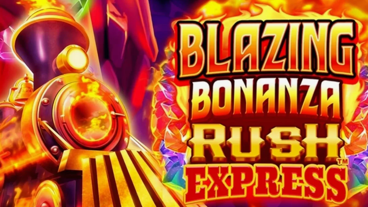 Tampilan visual slot Blazing Bonanza Rush Express dengan tema pertambangan emas